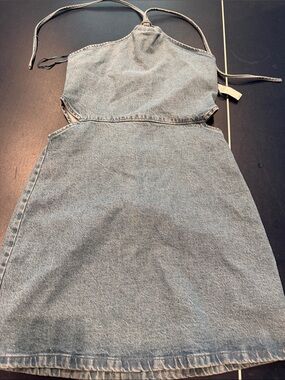 GAP Light Blue Denim Halter Cutout Dress